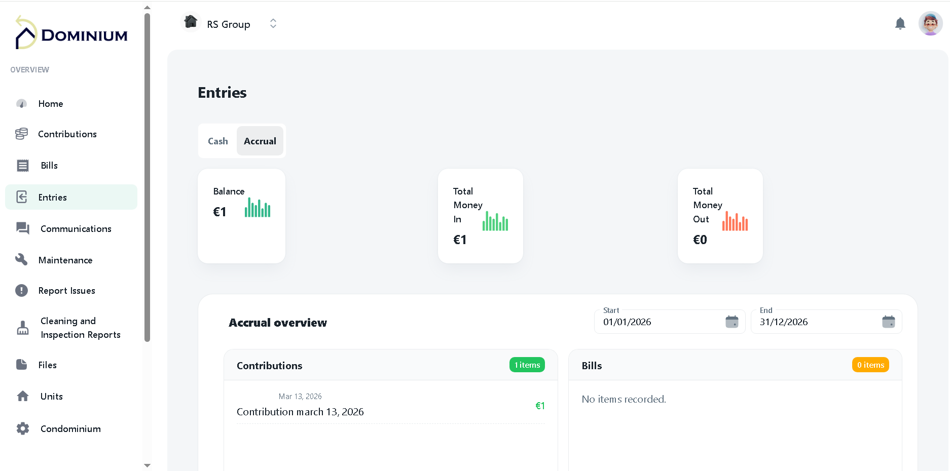 Dominium automated payments screen